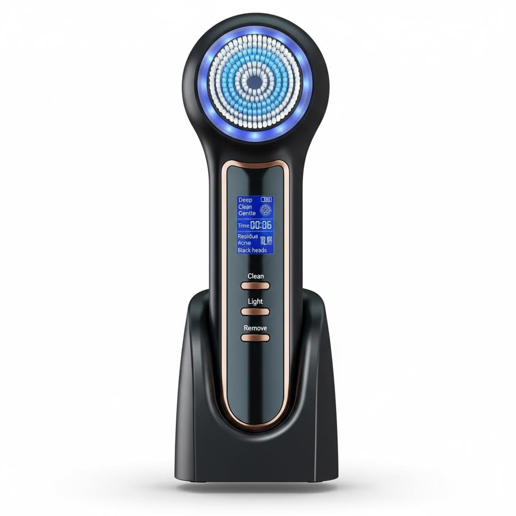 Experience the exquisite craftsmanship of GLOWNIQUE's 3 In 1 Electric Facial Cleaner, a luxurious tool that transforms your skincare ritual into an indulgent experience.