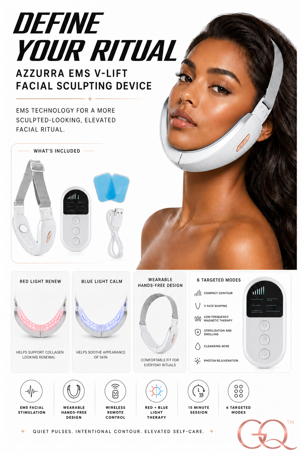 GLOWNIQUE Azzurra EMS V-Lift Device - Couture Facial Sculpting