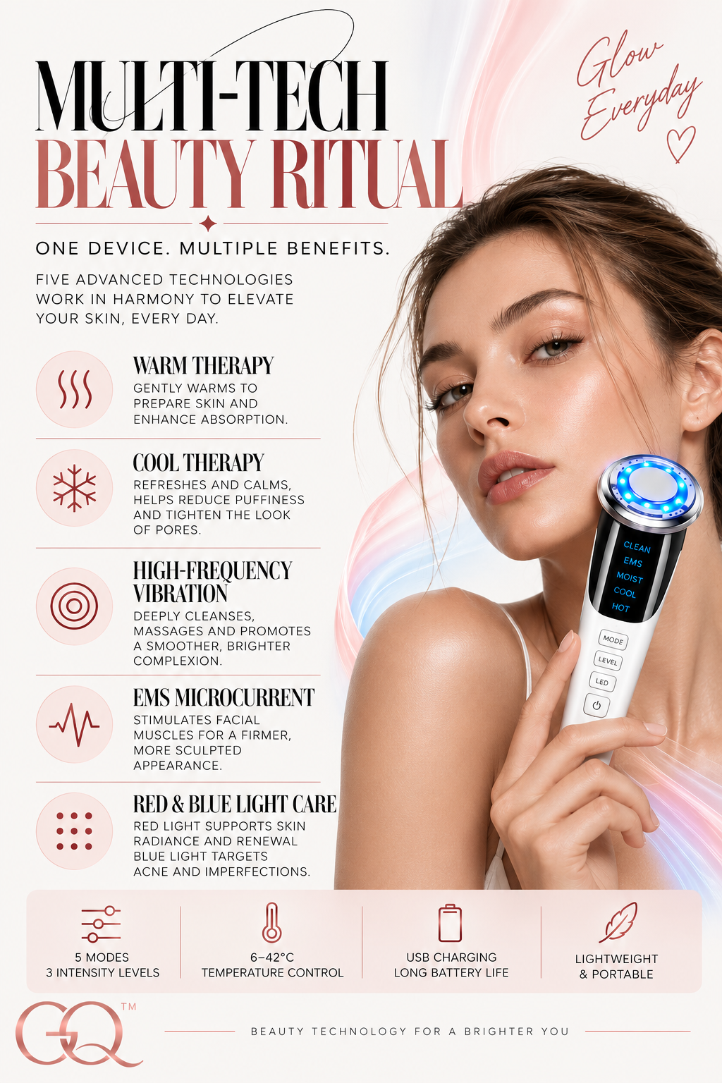 Séraphine EMS Hot & Cold Light Therapy Facial Sculptor | GLOWNIQUE
