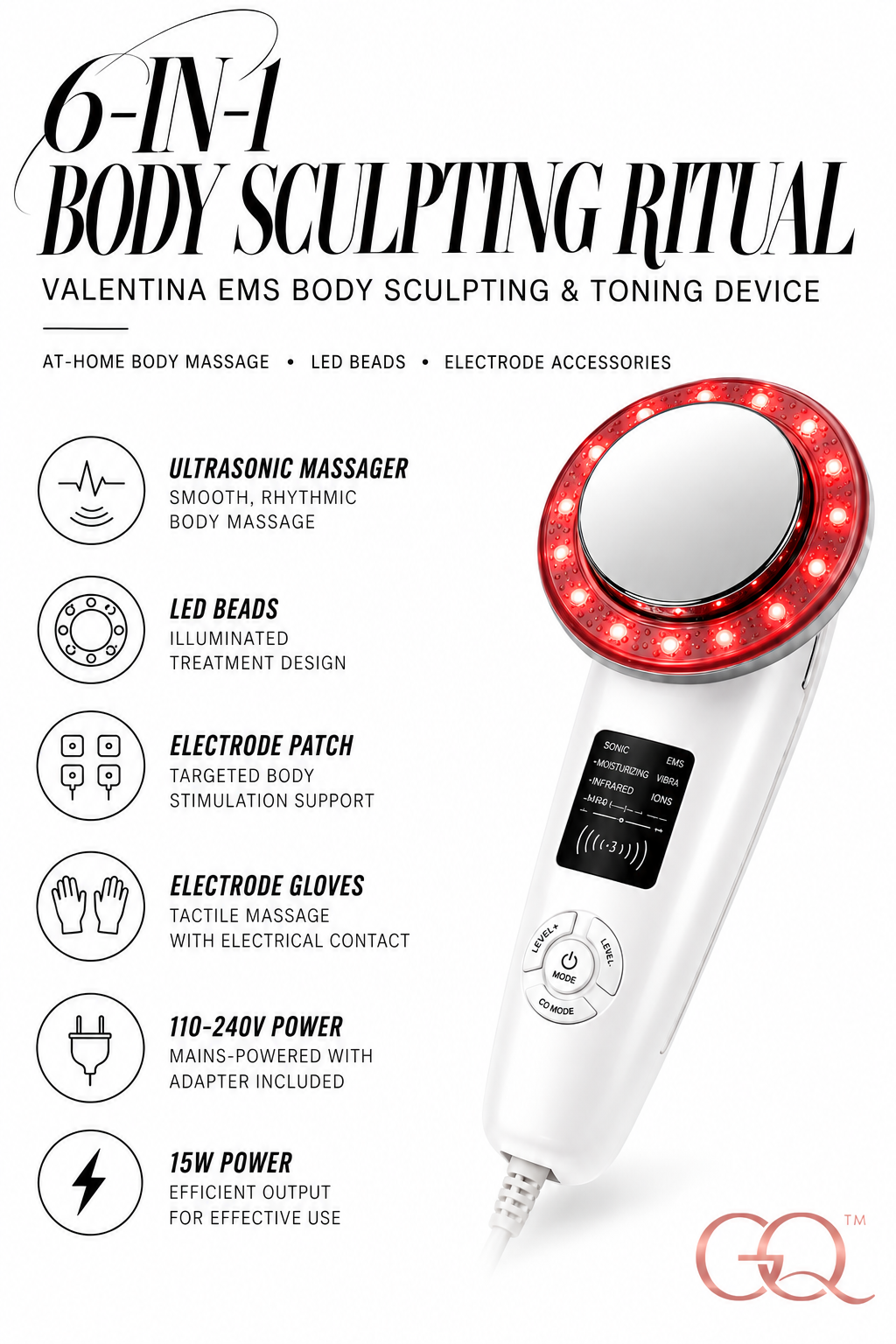 Valentina 6-in-1 EMS Body Sculpting & Toning Device | GLOWNIQUE
