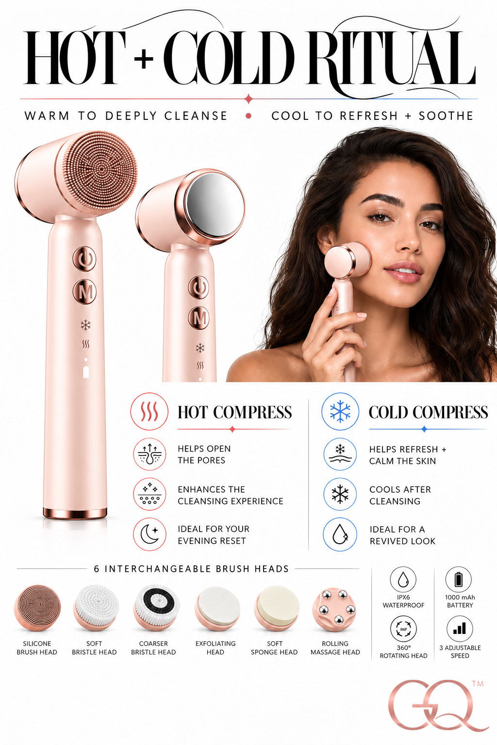 GLOWNIQUE Venezia 6-in-1 Cleansing Brush - Artisanal Luxury