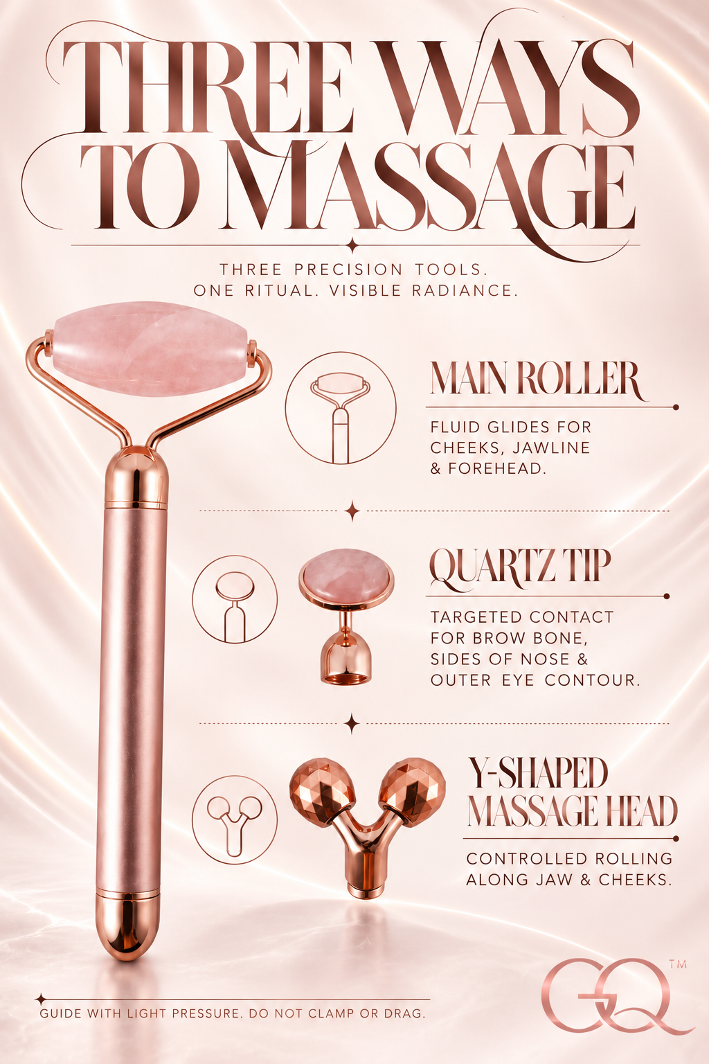 GLOWNIQUE Rose Quartz Facial Roller | Artisanal Luxury Tool