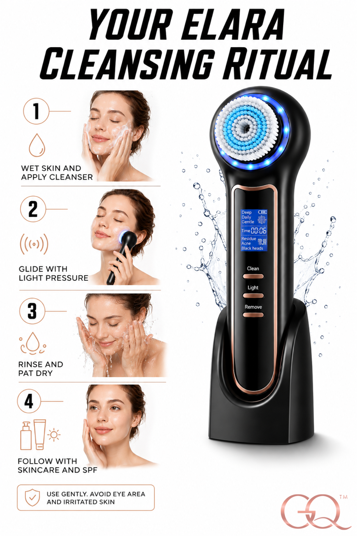 GLOWNIQUE Elara 3-in-1 Sonic Cleansing Brush Couture