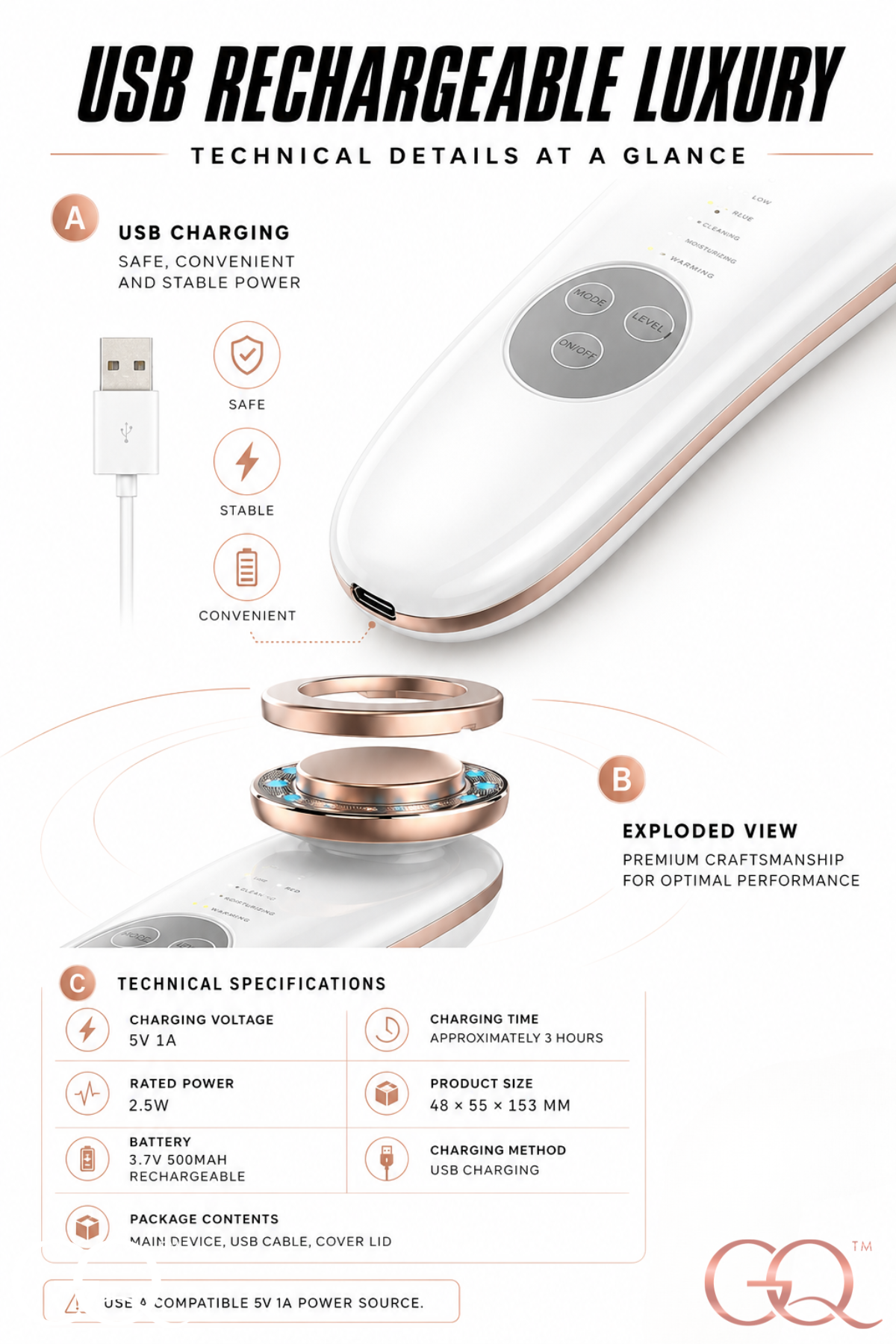 GLOWNIQUE Bianca 7-in-1 Facial Therapy Device Couture