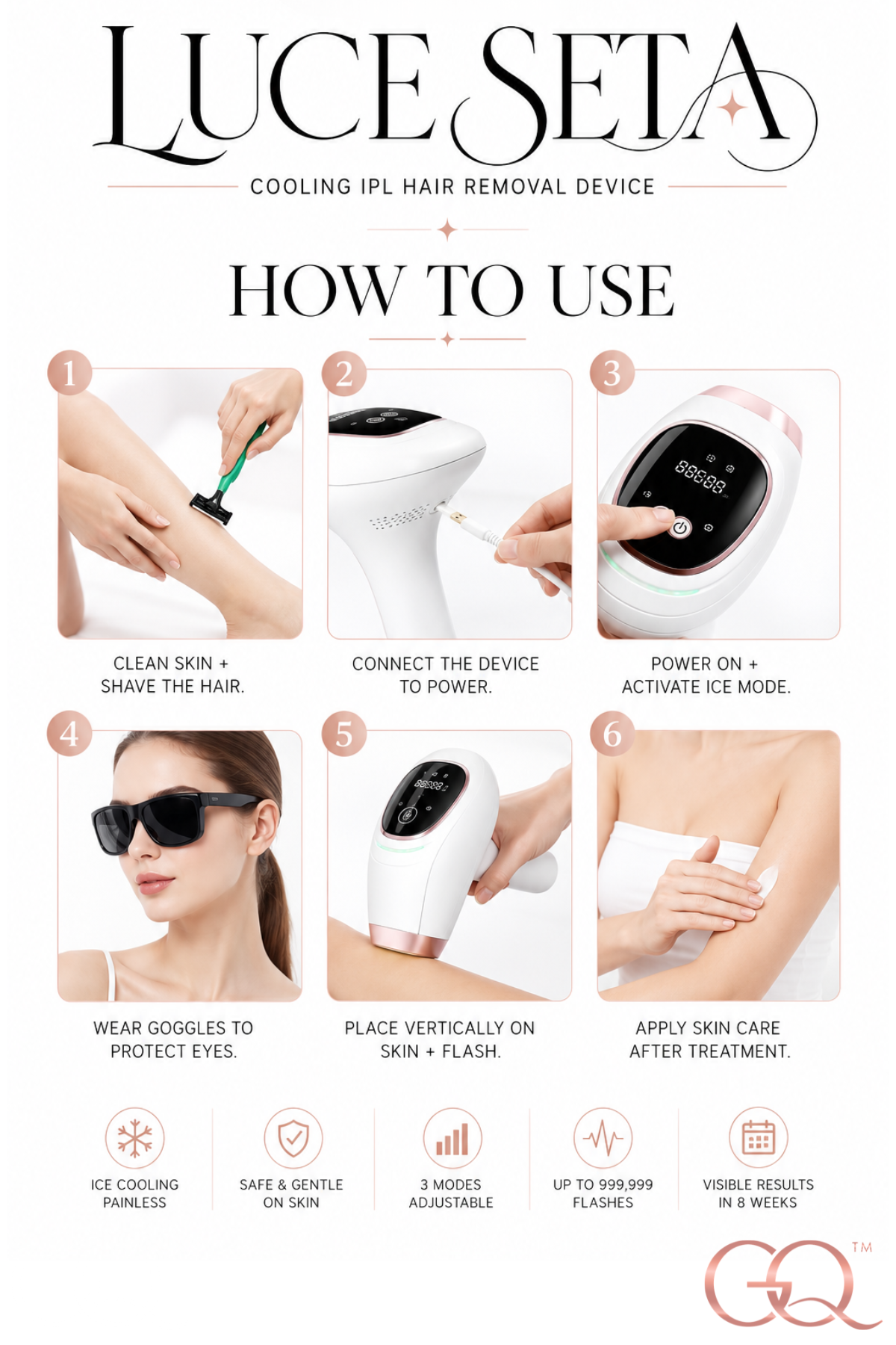 Luce Seta Cooling IPL Hair Removal Device | GLOWNIQUE