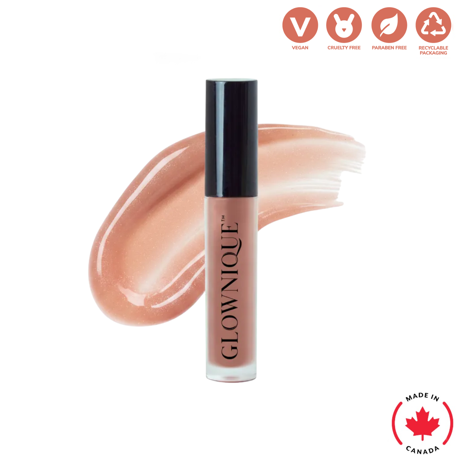 Experience the artistry of GLOWNIQUE Lip Gloss - Bare, a vegan masterpiece that enhances your natural allure with sheer, luxurious hydration and glossy elegance.