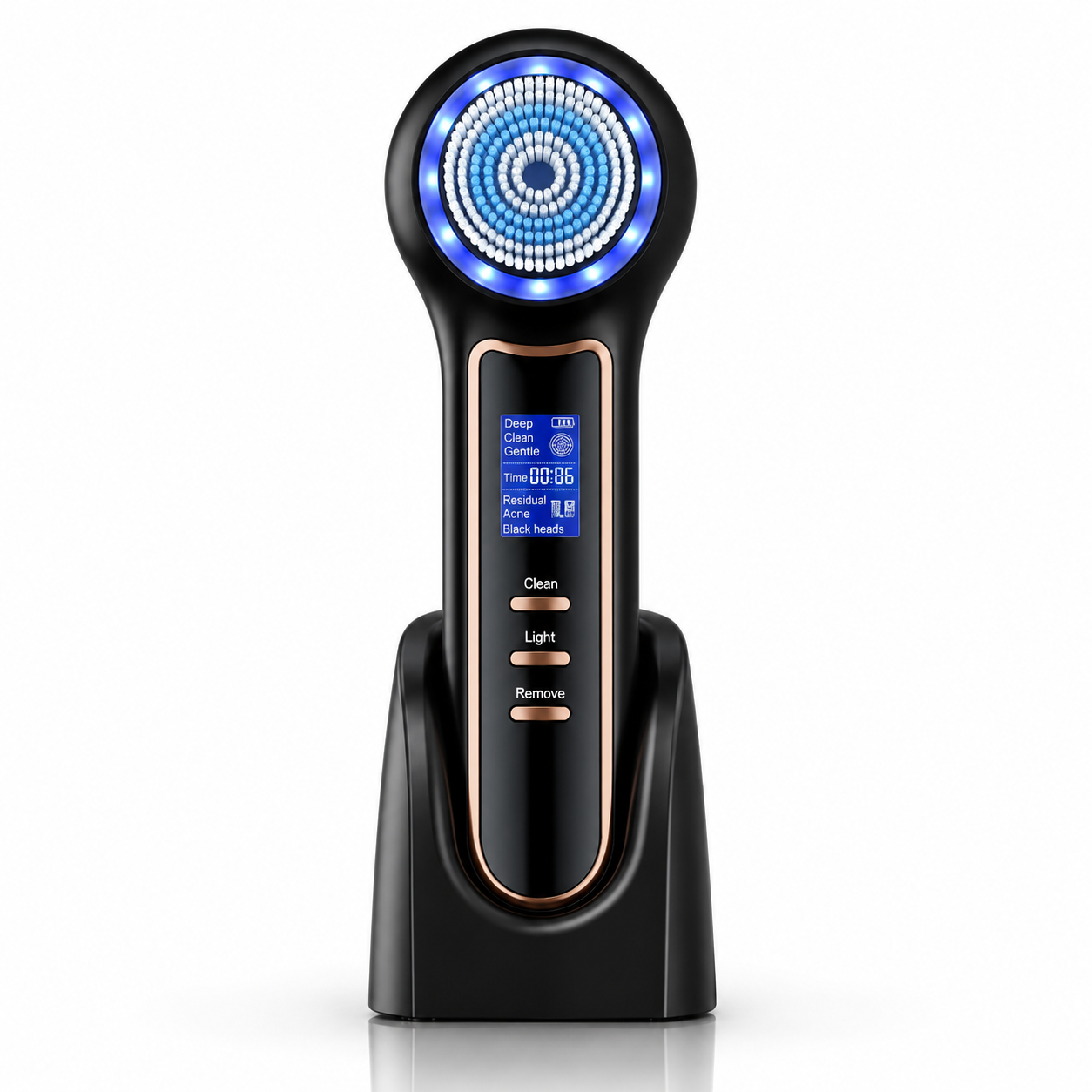 Experience the exquisite craftsmanship of GLOWNIQUE's 3 In 1 Electric Facial Cleaner, a luxurious tool that transforms your skincare ritual into an indulgent experience.