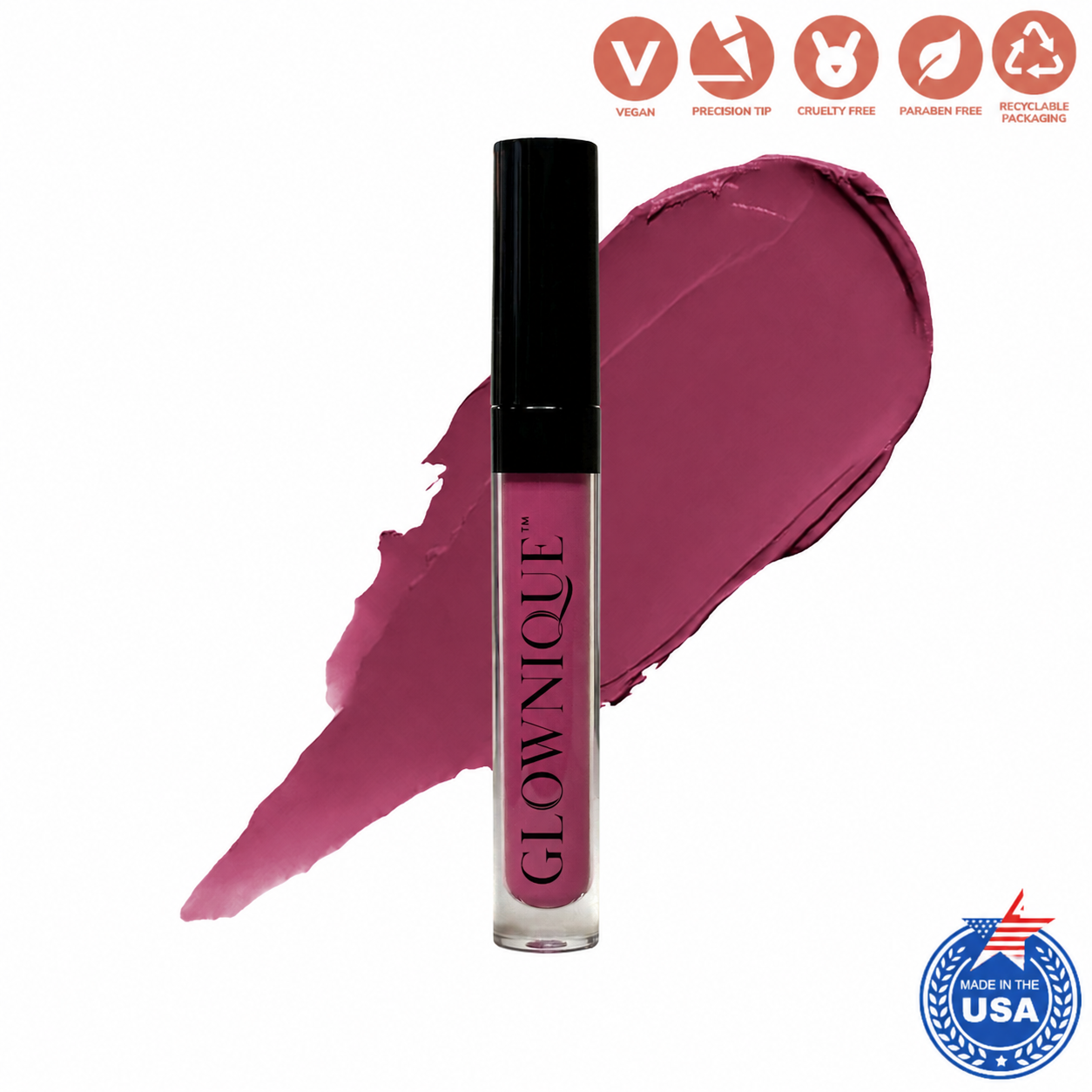 Indulge in the luxurious GLOWNIQUE Liquid to Matte Lipstick, a vegan masterpiece that transforms your lips with rich pigmentation and velvety comfort.
