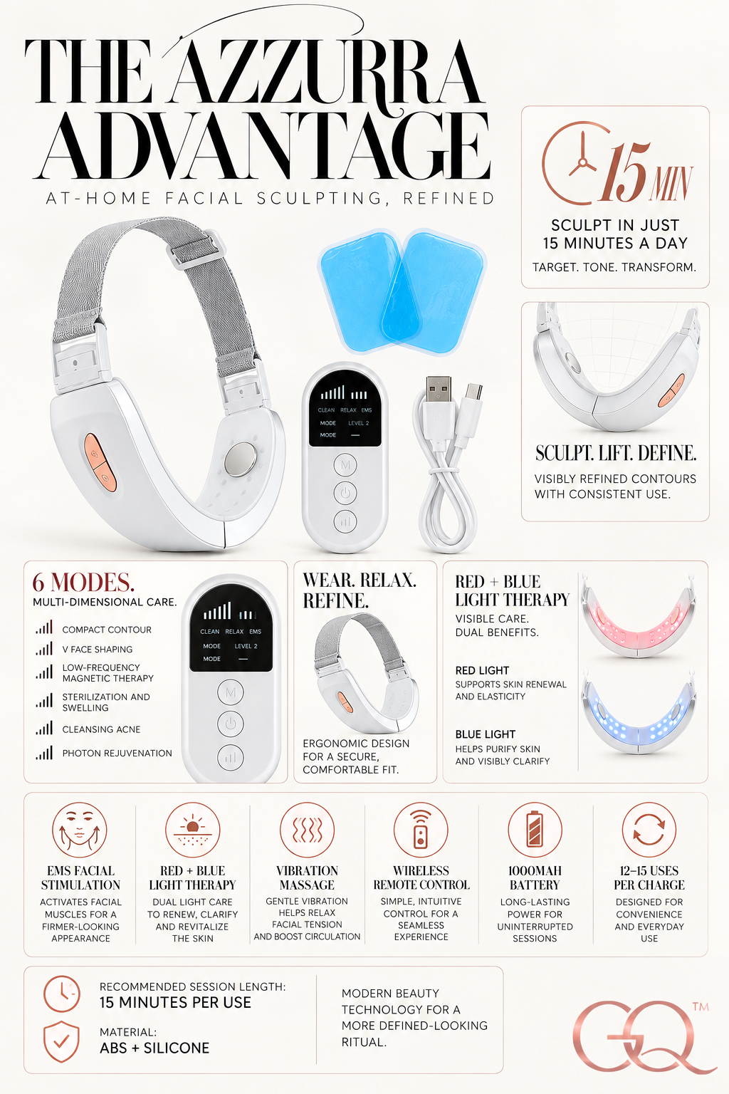 Azzurra EMS V-Lift Facial Sculpting Device | GLOWNIQUE