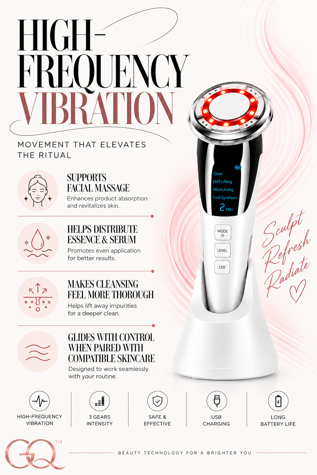 Séraphine EMS Hot & Cold Light Therapy Facial Sculptor | GLOWNIQUE