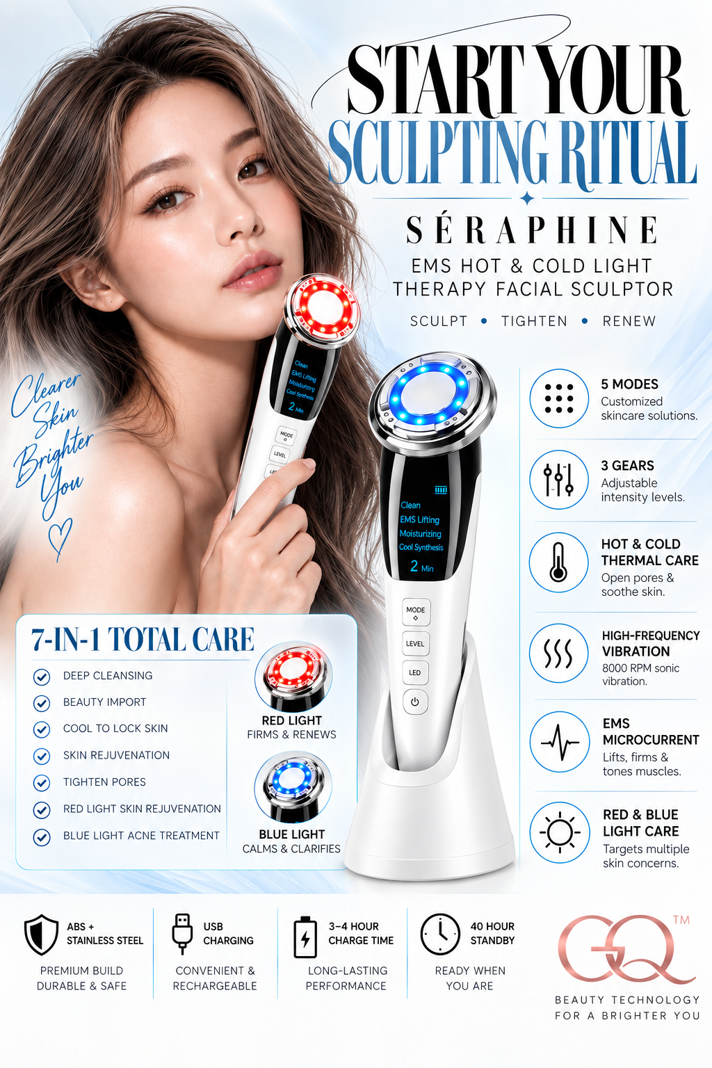 Séraphine EMS Hot & Cold Light Therapy Facial Sculptor | GLOWNIQUE
