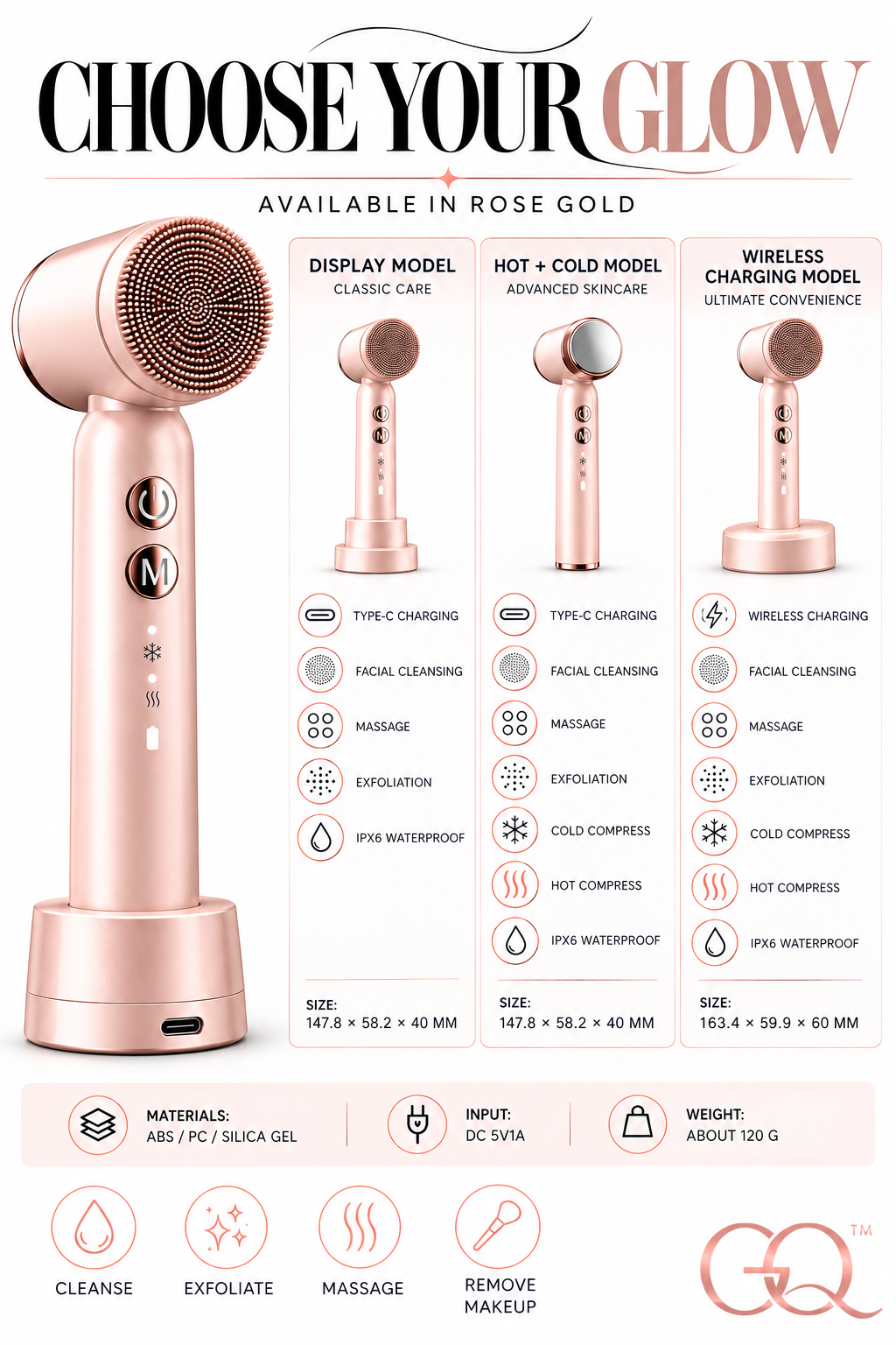 GLOWNIQUE Venezia 6-in-1 Facial Brush - Artisanal Luxury Tool