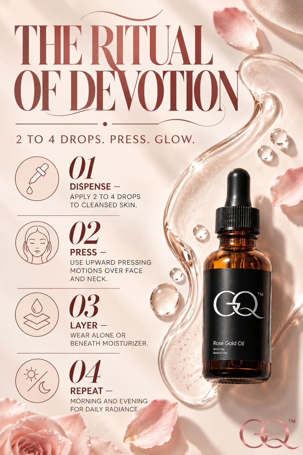 GLOWNIQUE Anti-Aging Rose Gold Oil - Artisan Luxury Elixir