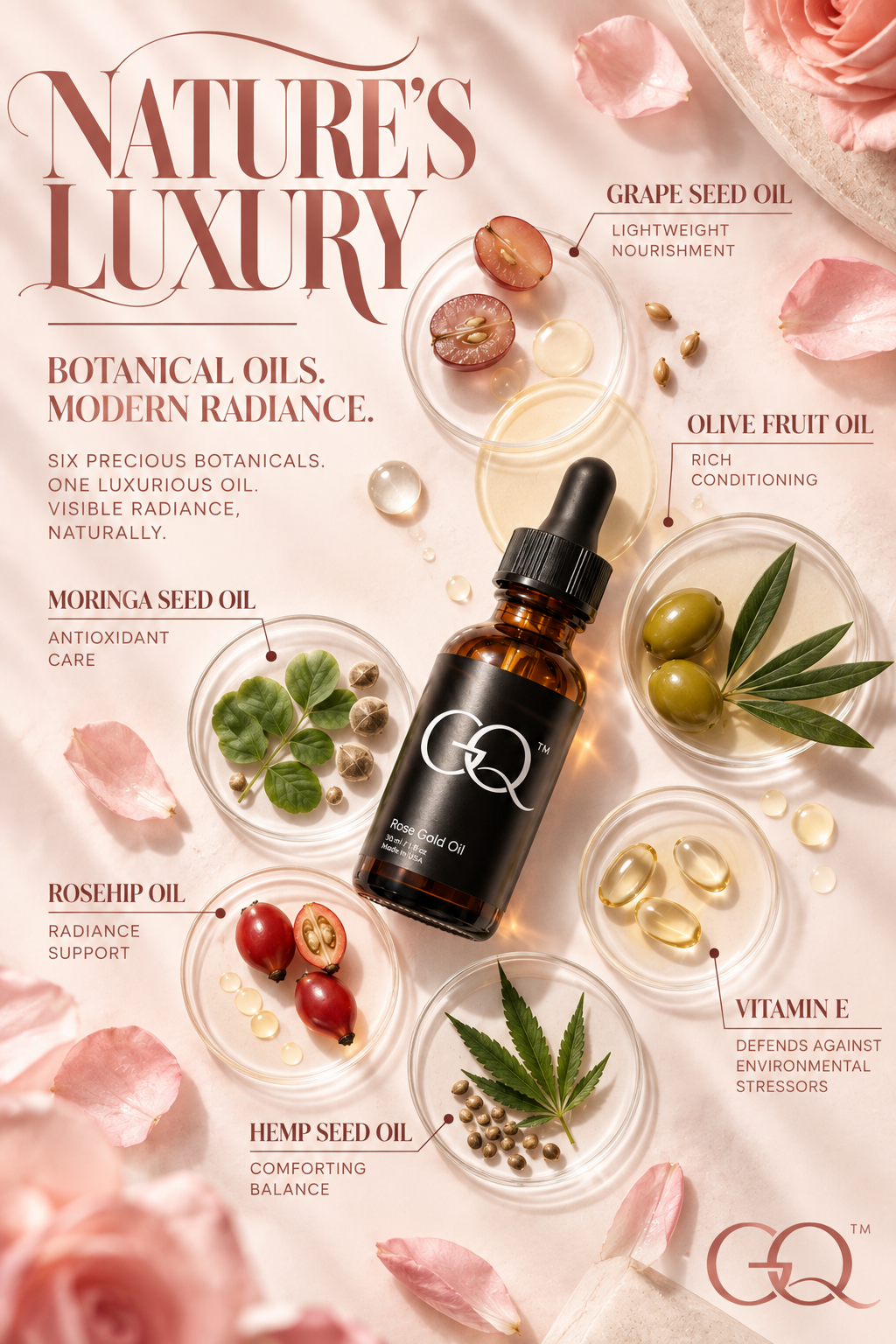 GLOWNIQUE Anti-Aging Rose Gold Oil - Artisanal Luxury Serum
