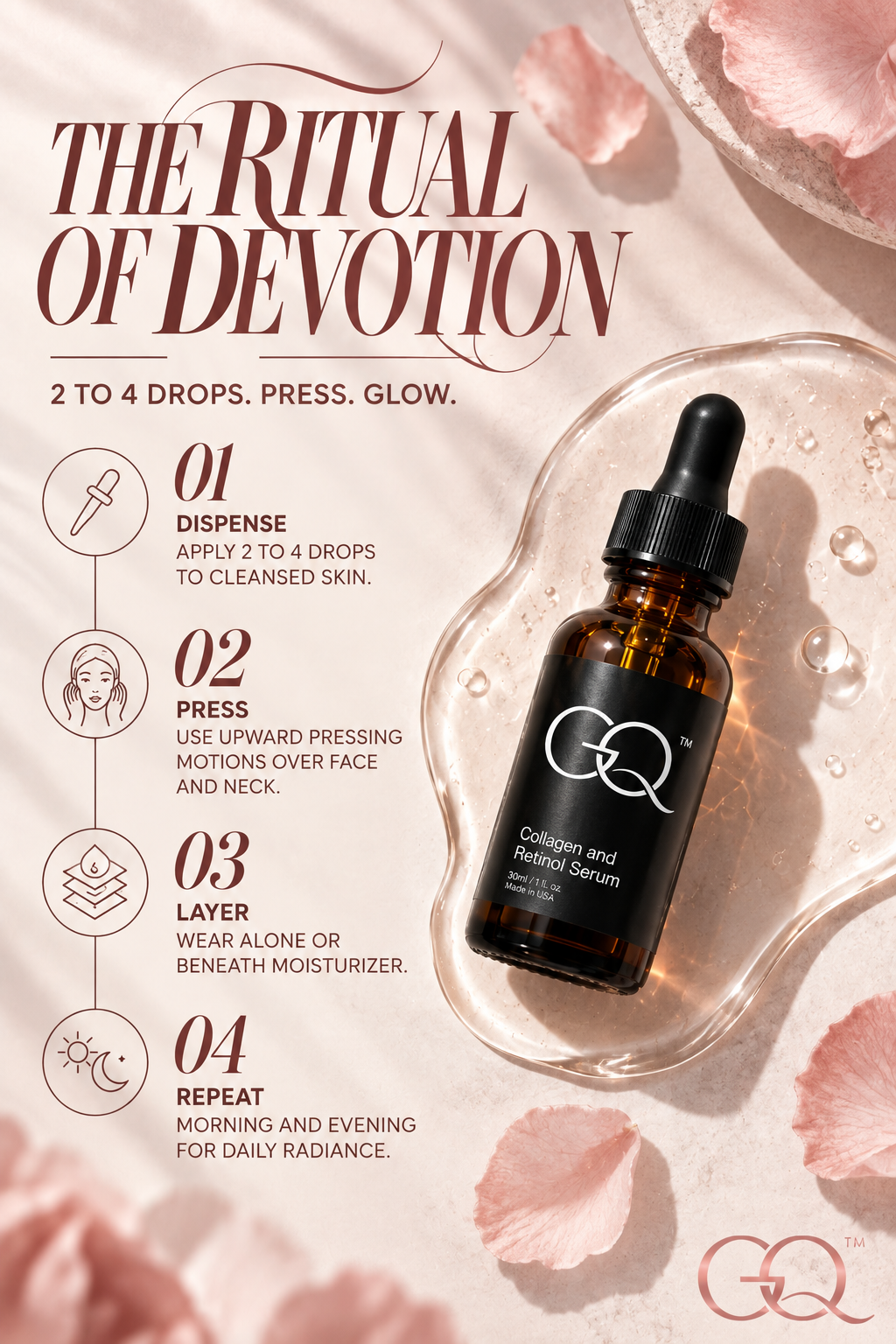 GLOWNIQUE Collagen and Retinol Serum, Luxe Artisanal Blend