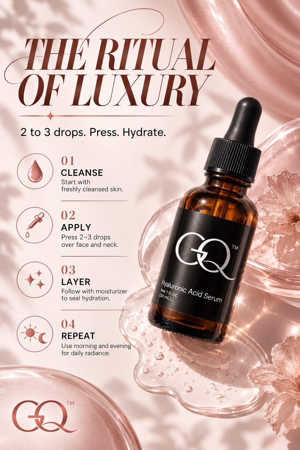GLOWNIQUE Hyaluronic Acid Serum - Artisanal Luxury Elixir