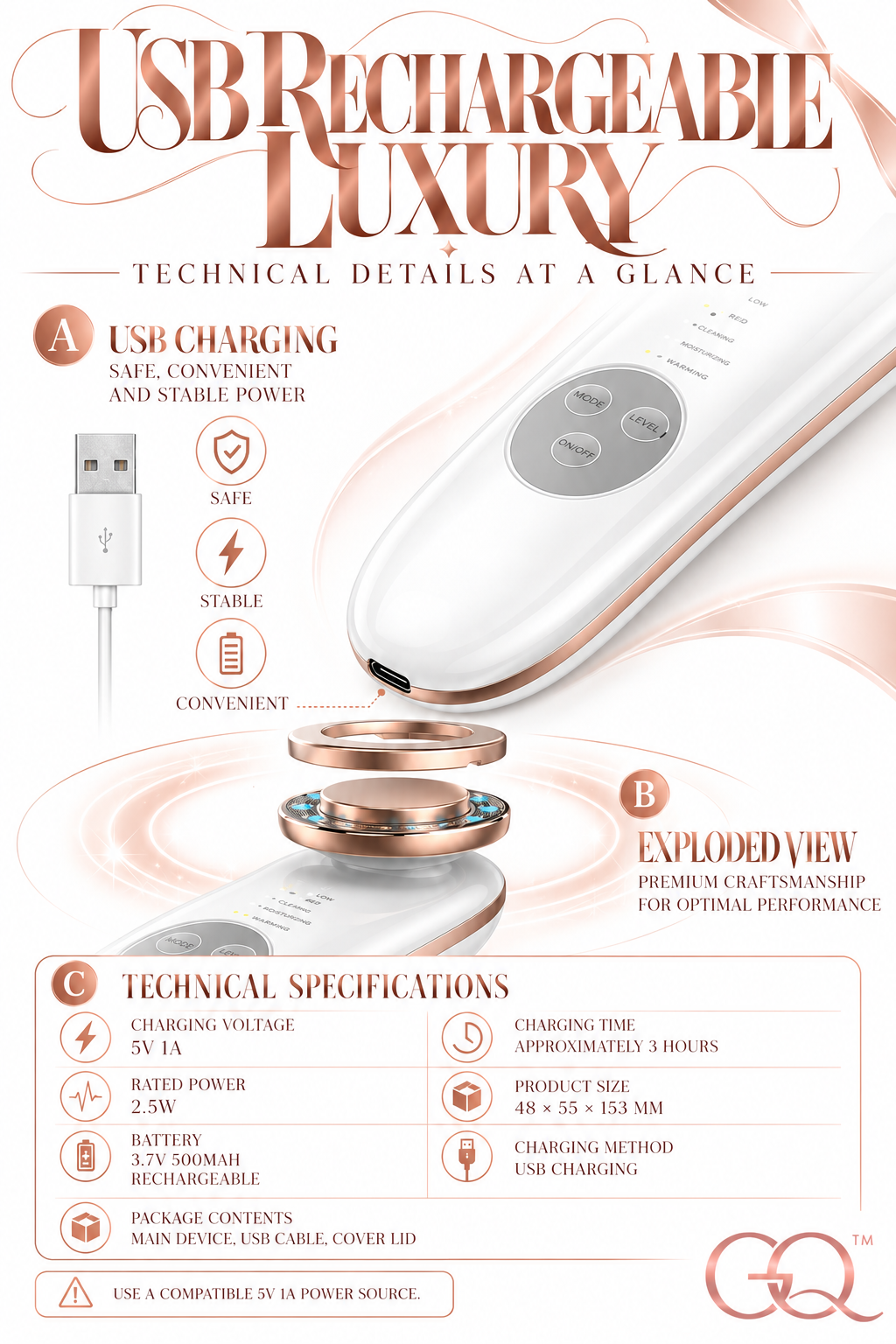 GLOWNIQUE Bianca 7-in-1 Facial Device | Couture Beauty Tool