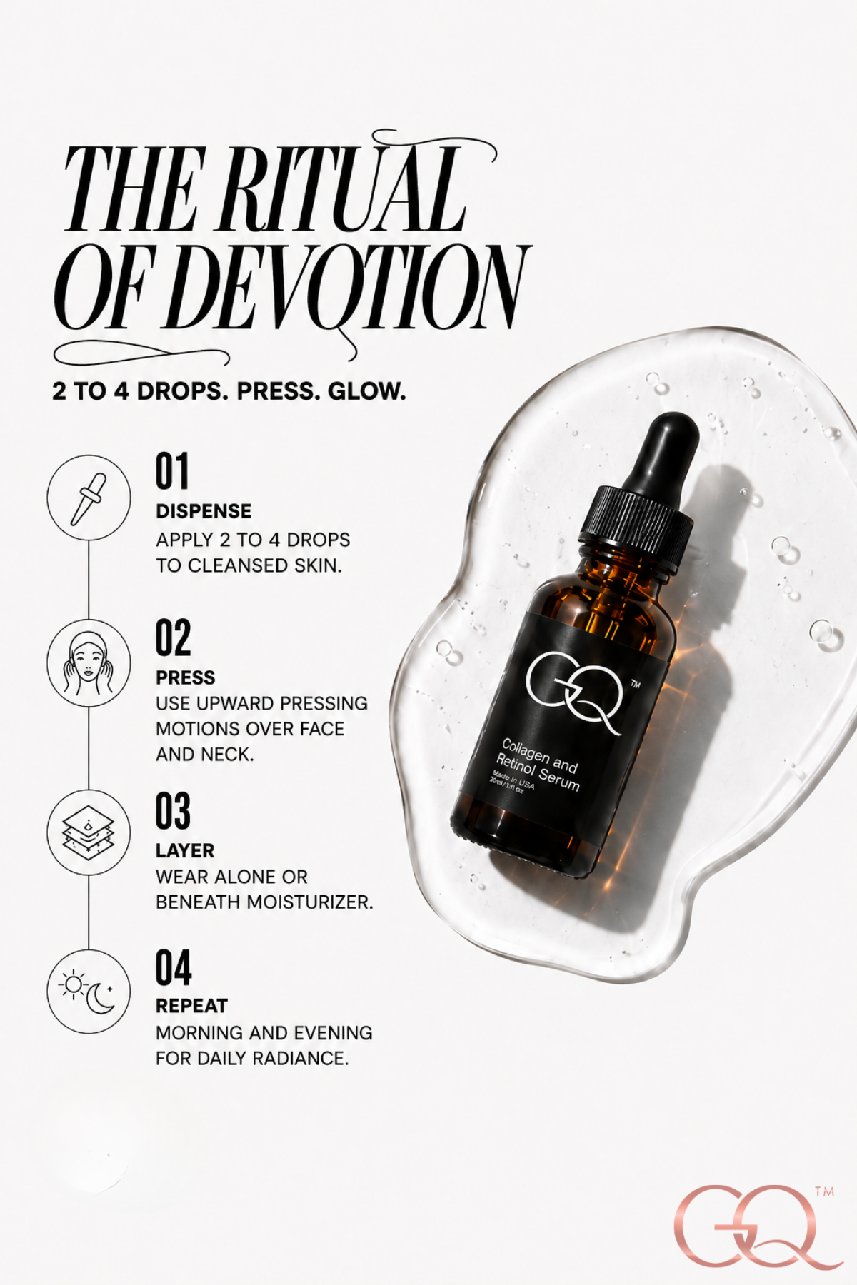 GLOWNIQUE Collagen and Retinol Serum, Luxurious Artisanal Blend
