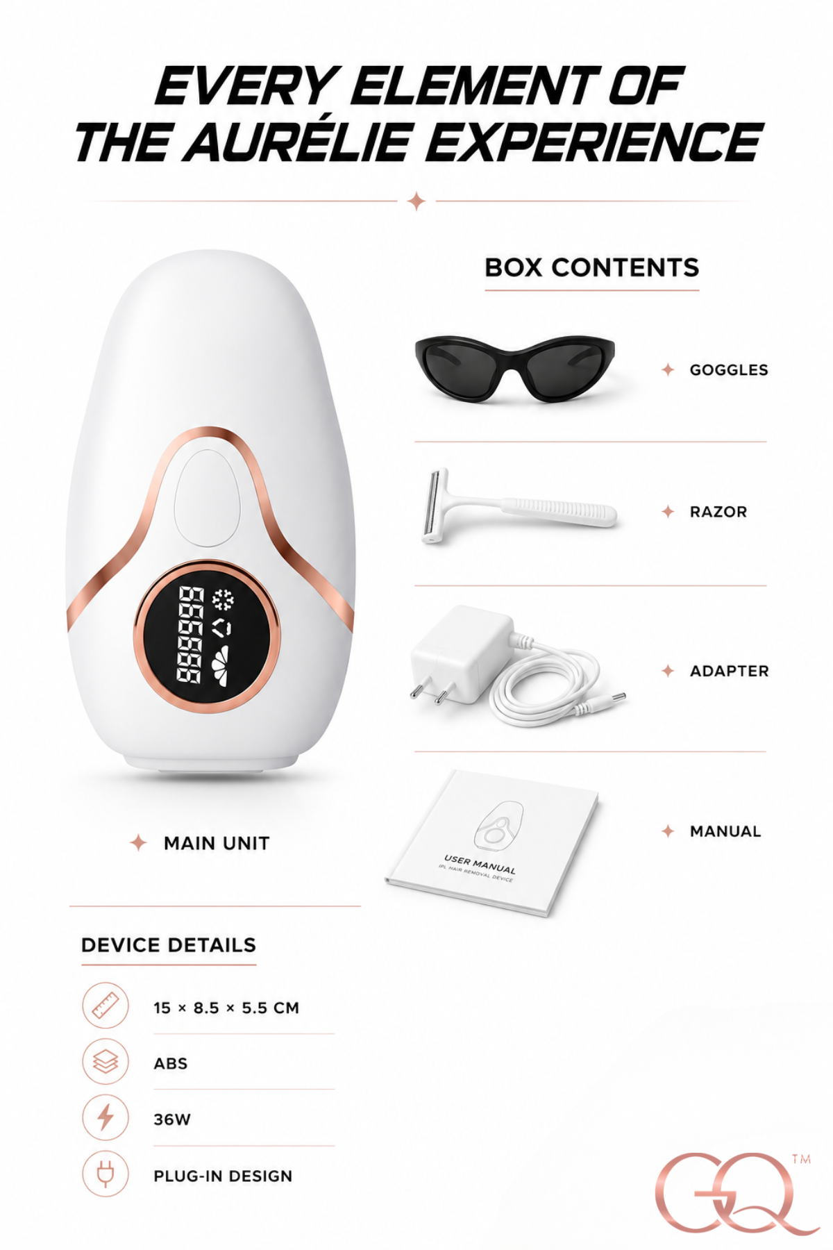 GLOWNIQUE Aurélie Lumière Hair Removal Device Couture Elegance