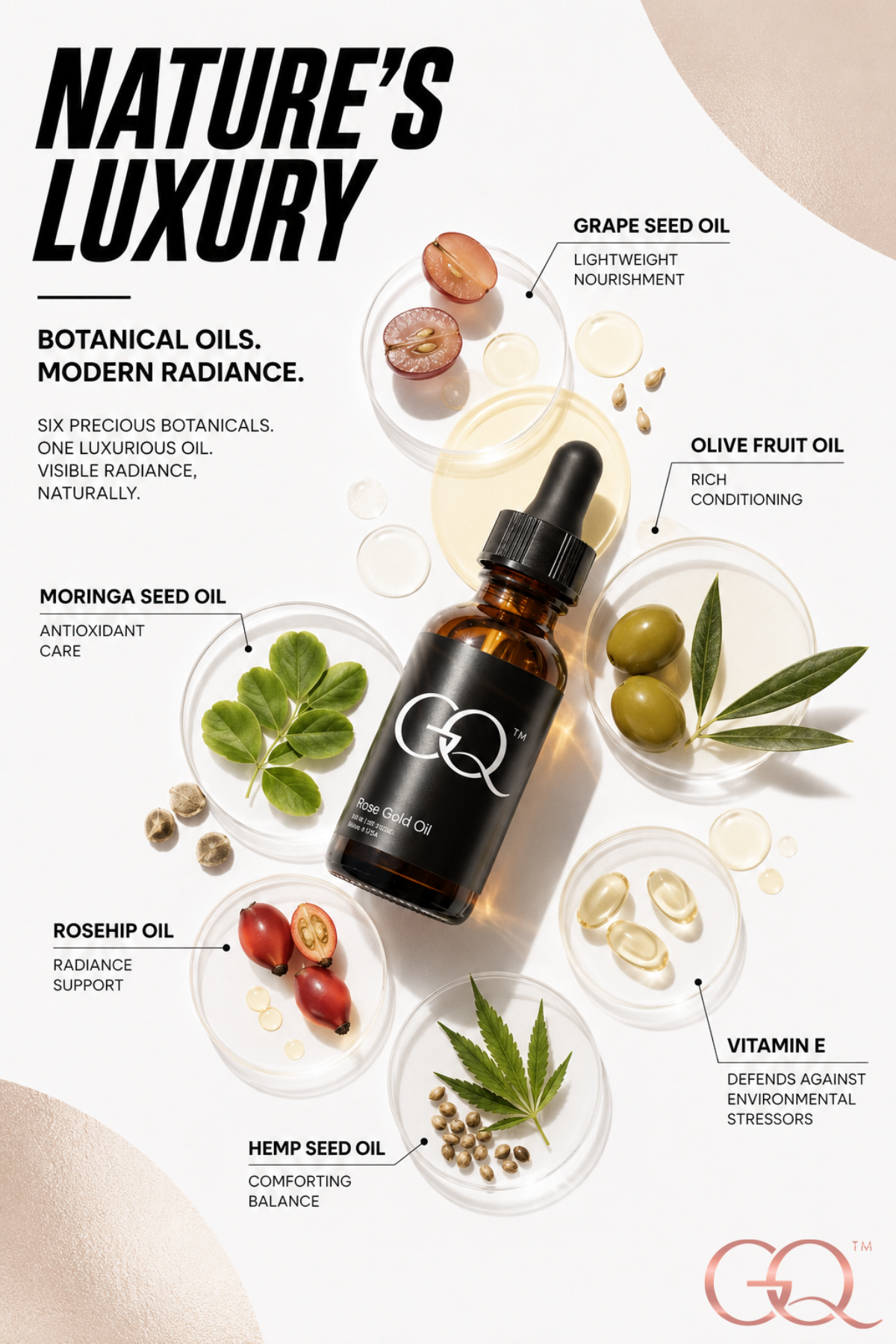GLOWNIQUE Anti-Aging Rose Gold Oil - Artisanal Luxury Serum