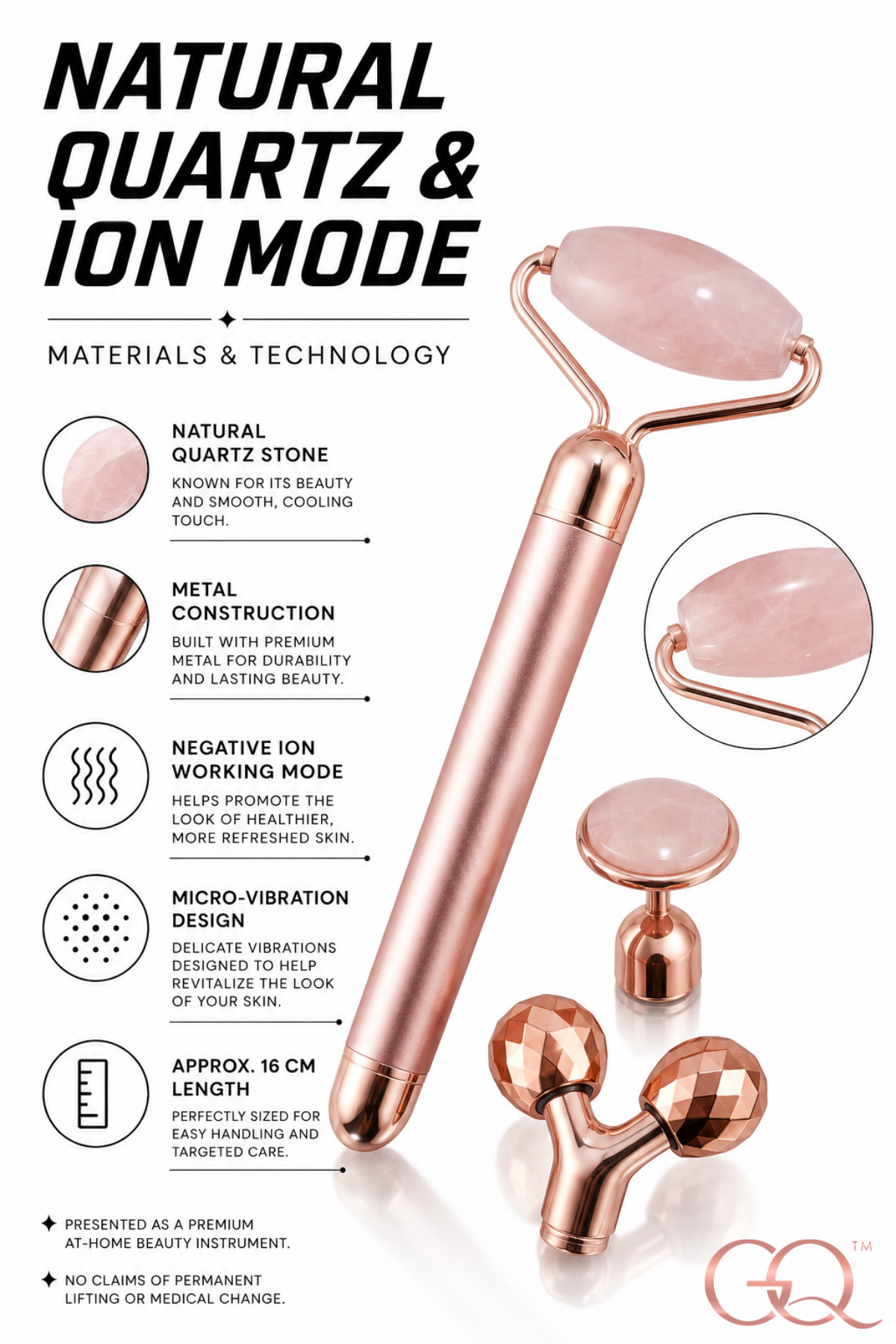 GLOWNIQUE Rosa Divina Facial Roller | Artisanal Luxury Tool