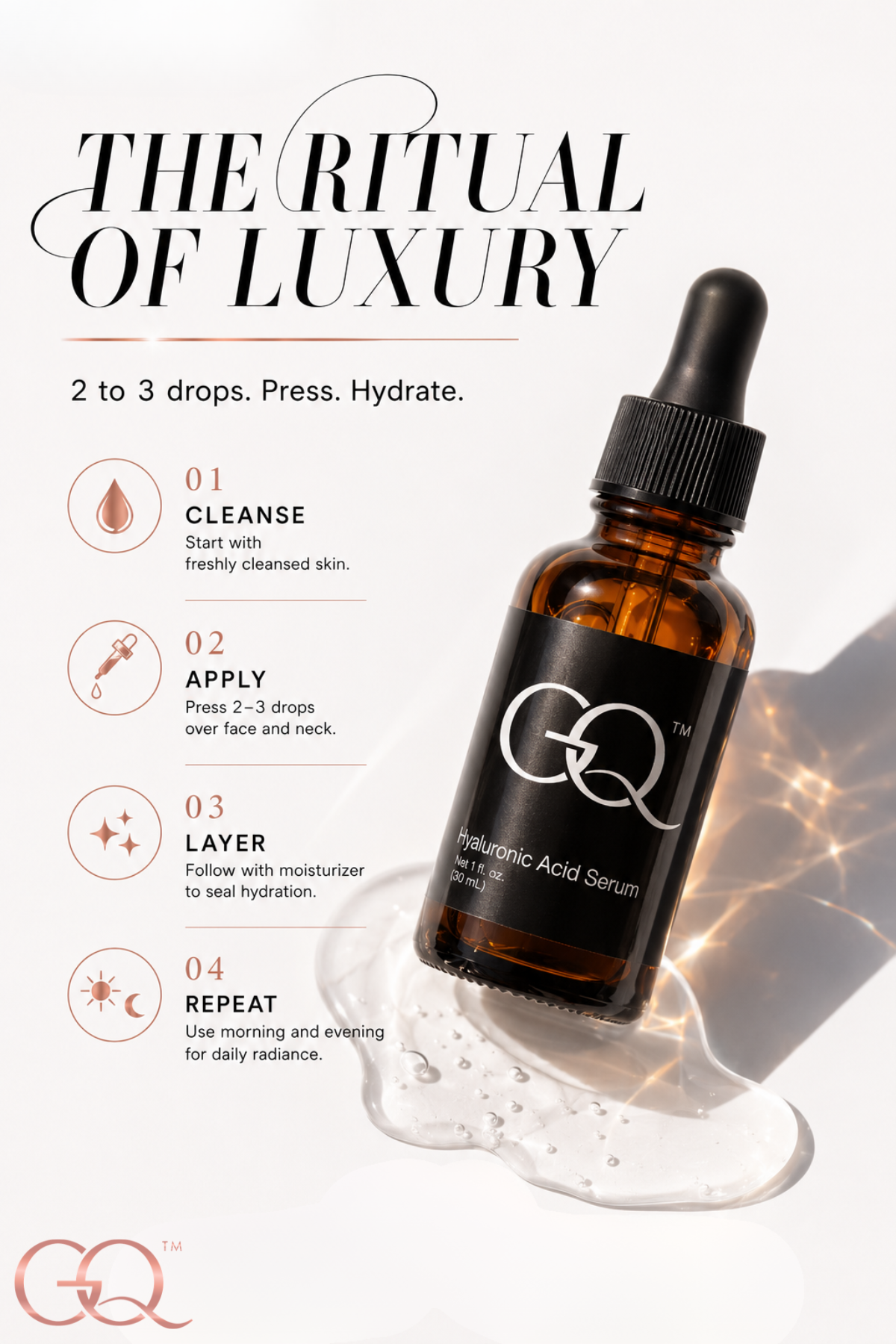 GLOWNIQUE Hyaluronic Acid Serum - Artisanal Luxury Elixir