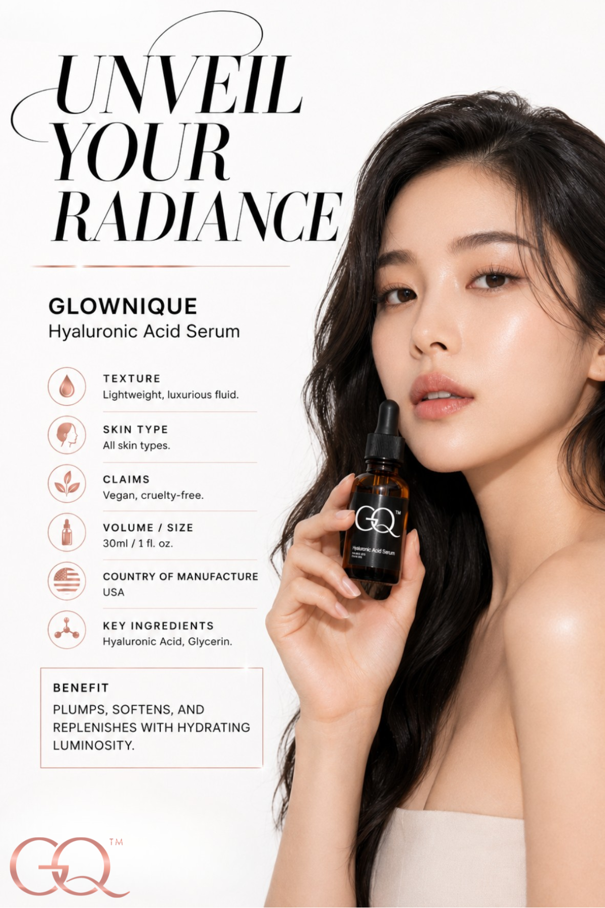 GLOWNIQUE Hyaluronic Acid Serum | Artisanal Luxury Hydration