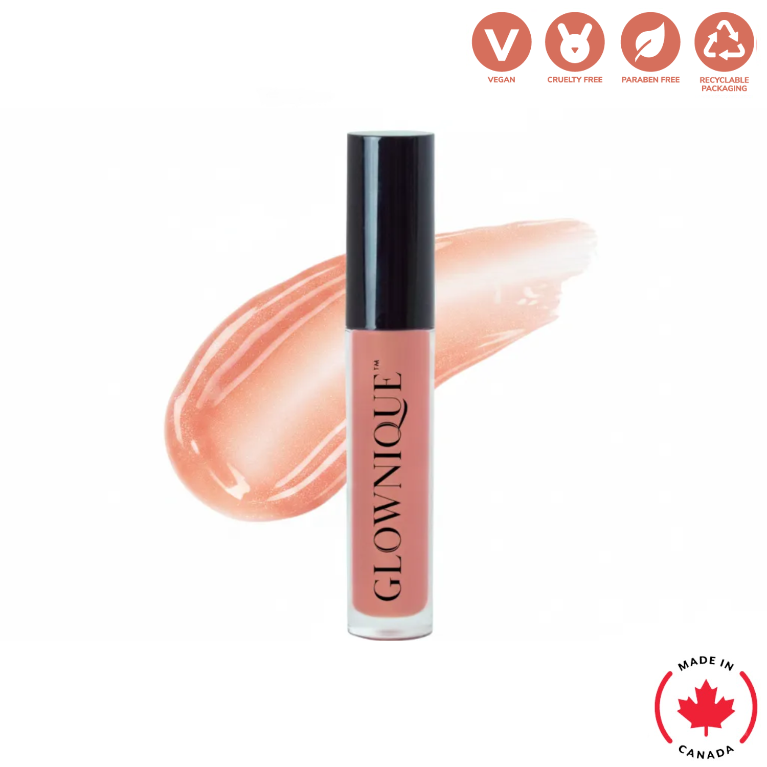 Indulge in GLOWNIQUE Lip Gloss in Mahogany, a vegan luxury that enhances your natural allure with a sheer, glossy finish for sophisticated elegance.
